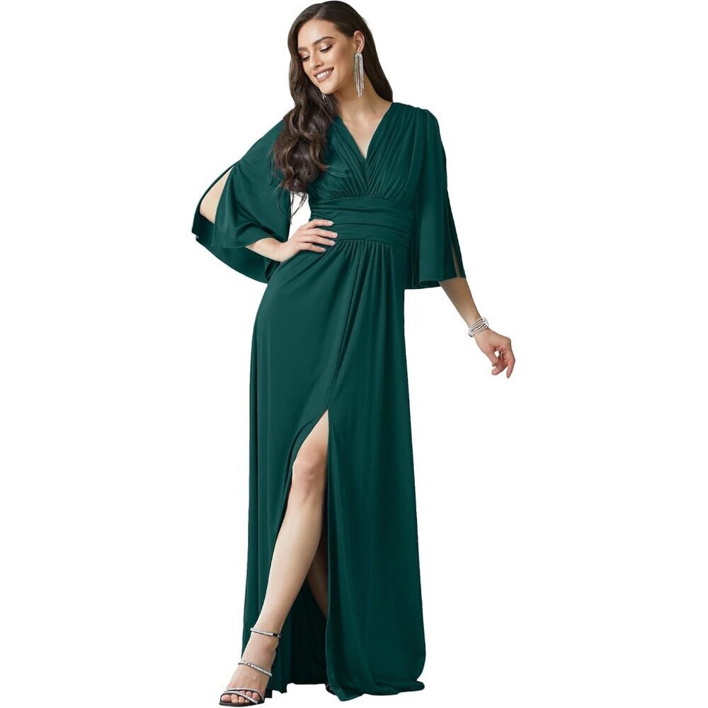 Women's Emerald Green Maxi Dress Sleeveless Floor-Length Formal Occasion